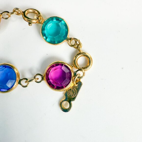 Swarovski Open Multicolor Bezel Crystals Gold Tone Necklace and bracelet set - Picture 3 of 4